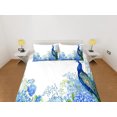 thumbnail image 2 of Ropa de cama blanca azul pavo real decoración estética juego de cama completo, funda nórdica de lujo, 2 of 4