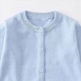 thumbnail image 6 of NOLDARES Toddler Baby Girl Sweater Long Sleeve Button Closure Hollowed Solid Warm Knit Cardigan for Fall Winter(Light Blue,12-18 M), 6 of 6