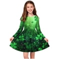 thumbnail image 2 of Vestidos de Manga Larga de las Niñas Tamaño 7-8 Elástico Vestido de Patinador de Línea Torcido Cuello Redondo para el Vestido Casual Del Recital de la Escuela, 2 of 6