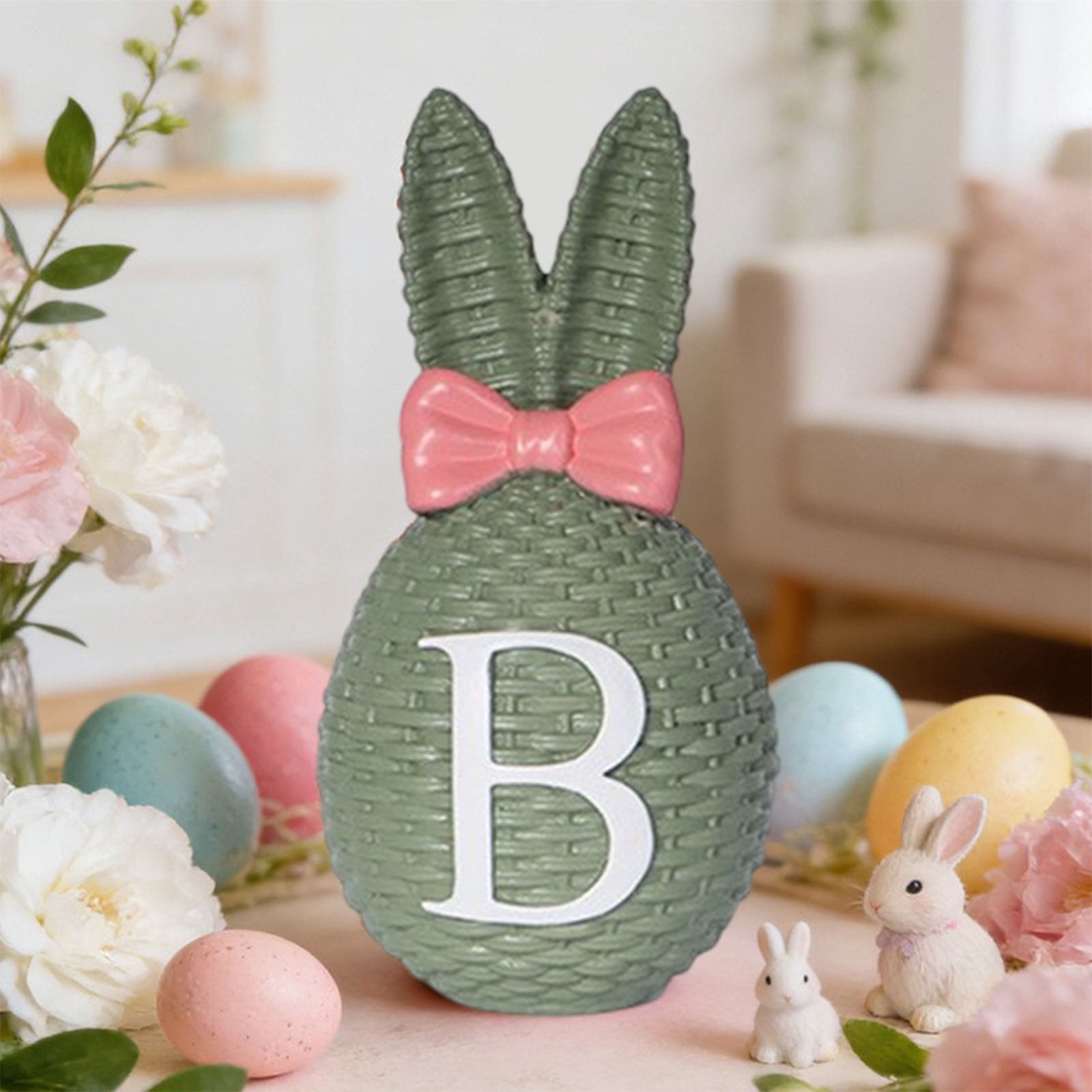 Easter Bunny Woven Storage Basket, Multifunctional Fruit and Snack Organizer, Home Decoration in Beige Coffee, Compact Size 21x12x11cm, Natural and Stylish