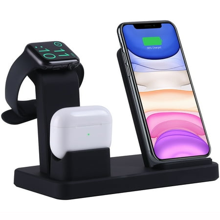 Wireless Charger, 3 in 1 Charging Stand Station Dock Fast Chargers QC 3.0 for Airpods Apple Watch iPhone Samsung