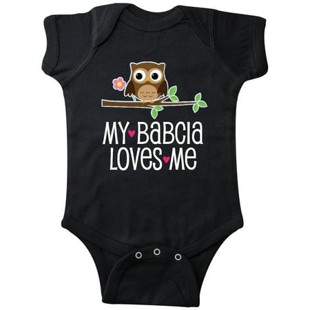 

Inktastic My Babcia Loves Me Girl Owl Gift Baby Girl Bodysuit