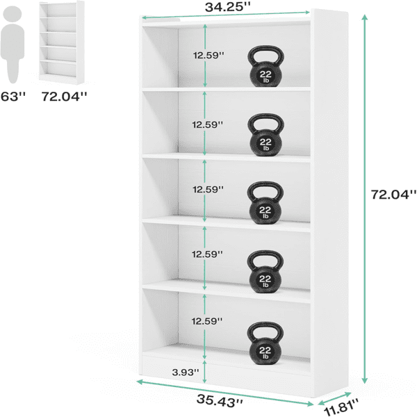 71.7" Narrow Tall 12-Cube Bookcase, 6-Tier Open Shelves, 2-Way Installation, 30lbs/Cube for Home, Office, Classroom