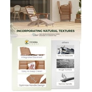 Folding Adirondack Chair with Retractable Ottoman Footrest, Wood Grain HDEP All Weather Fire Pit Chair with 2 Cup Holders for Outdoor, Classic Brown