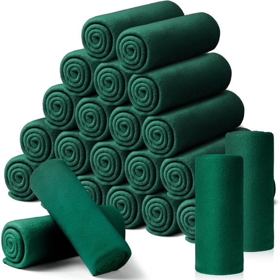 24 Packs Fleece Throw Blanket Soft Warm Lightweight Fleece Blanket Cozy Throw Bulk for Bed Couch Sofa Office Wedding Gifts Suitable for Seasons, 50 x 60 Inches(Turquoise Green)