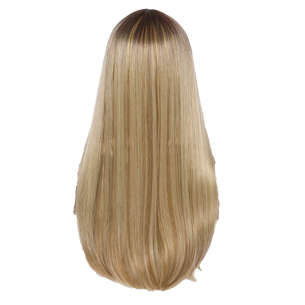DOPI Human Hair Wigs For Women Black Color Natural Lace Hair Women's Fashion Wig Gold Synthetic Hair Long Wigs straight Wig