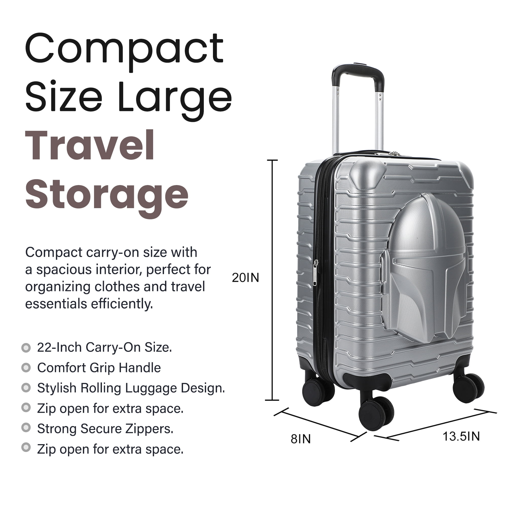 The Mandalorian Helmet Weatherproof 20" Rolling Luggage