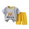 thumbnail image 2 of naisibaby Toddler Boy Girl Outfits Short Sleeve Shirts with Shorts Printed Casual Kids Summer Sets Gray Size 100, 2 of 3