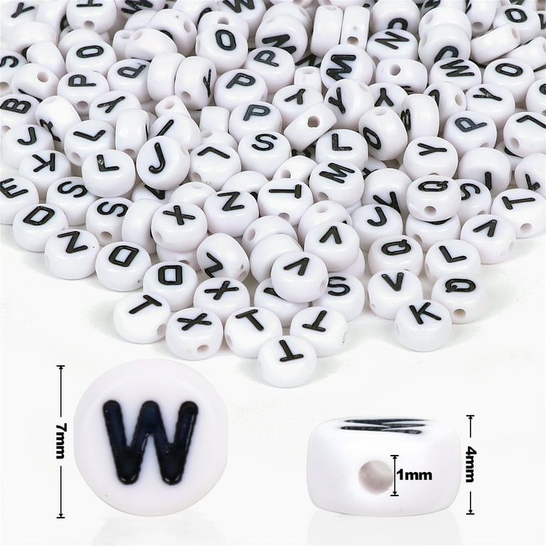 Koralakiri 1440Pcs Alphabet Beads Kit, Acrylic Letter Beads Bulk, 4x7mm Round  Letter Beads for Crafting Bracelets Necklaces Jewelry Making(Black&White) 