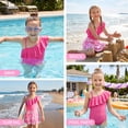thumbnail image 5 of Girls Swimsuit One Piece Swimwear with Detachable Skirt Elegant Ruffled Swimwear Removable Pads with Adjustable Straps Kids Bathing Suit Size 4Y, 5 of 9
