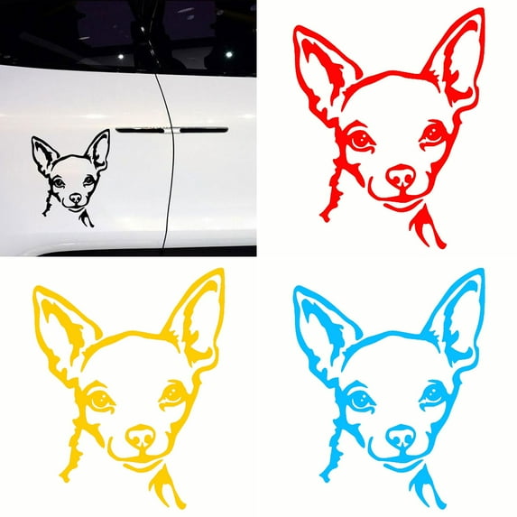 Walbest Universal Car SUV Vehicle Motorcycle Cute Chihuahua Dog Reflective Decals Sticker Decoration