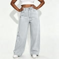 thumbnail image 5 of yardsong High Waist Wide Leg Jeans for Women Tall Baggy Jean Long Button Up Straight Denim Pants Y2K Streetwear Preppy Pant 2026 Light Blue,XXL, 5 of 6