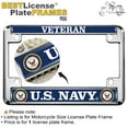 thumbnail image 2 of [Officially Licensed Product] - Motorcycle Domed Custom-Made Personalized Metal License Plate Frame with Veteran US Navy Eagle, Anchor Logo Design - Chrome, 2 of 8