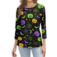 thumbnail image 4 of Halloween Shirts for Women CrewNeck Shirts Fall Halloween Funny Graphic 3/4 Length Sleeve Tops, 4 of 7