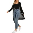 thumbnail image 4 of INSPIRE CHIC Lightweight Crochet Longer Length Cardigan for Women's Casual Open Front Summer Beach Coverups XS Black, 4 of 6