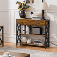 thumbnail image 4 of Yaheetech Vintage Wooden Console Table with Open Shelves, Rustic Brown, 4 of 11