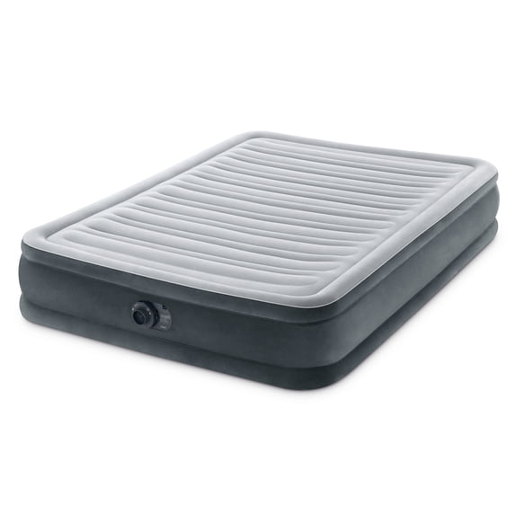 Open Box Intex Comfort Deluxe Plush Air Mattress Bed with Built-In Pump, Full
