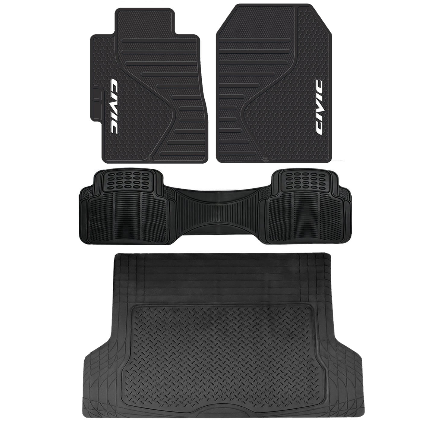 4 Piece All Weather Heavy Duty Rubber Front Floor Mats Universal