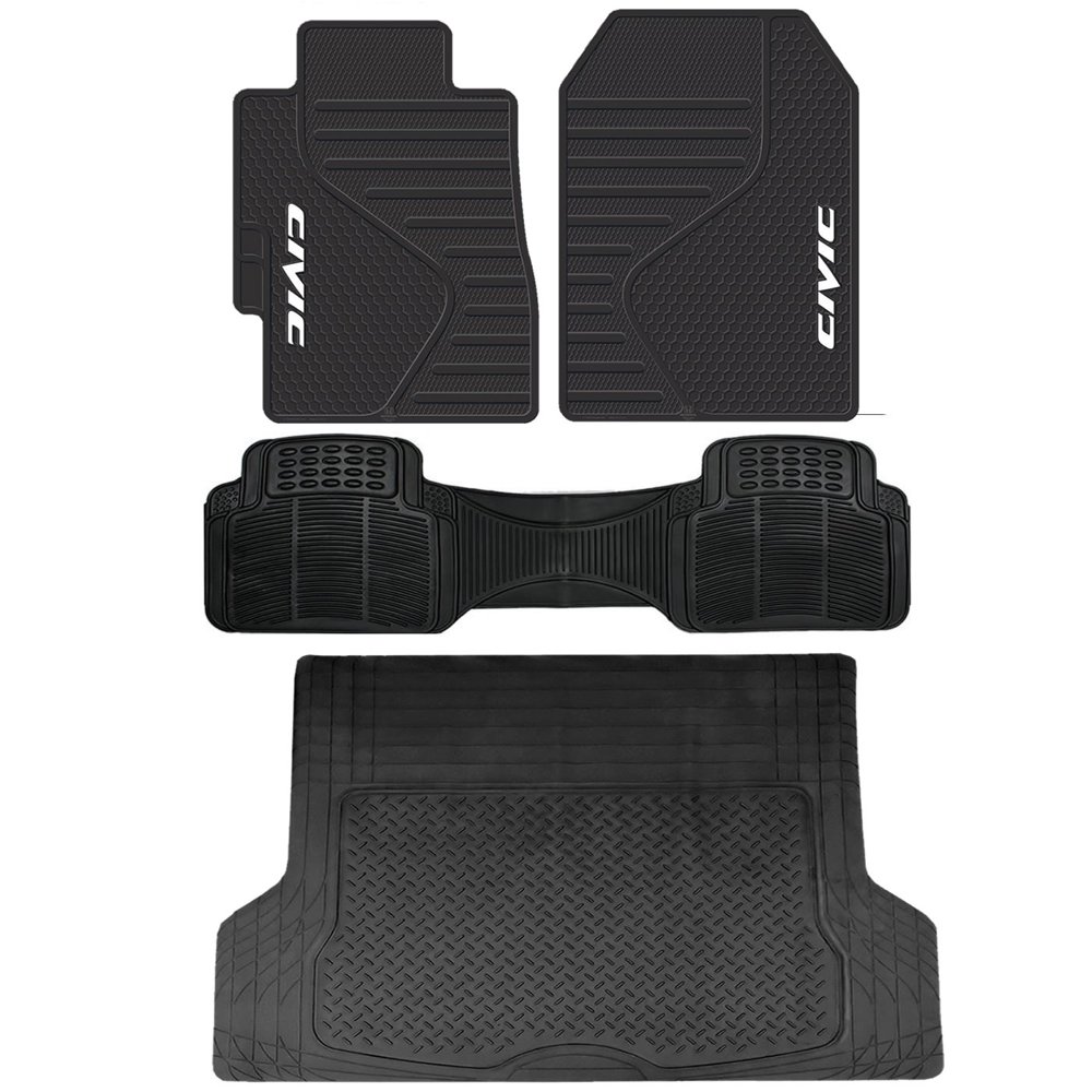 4 Piece ALL Weather Heavy Duty Rubber Front Floor Mats & Universal