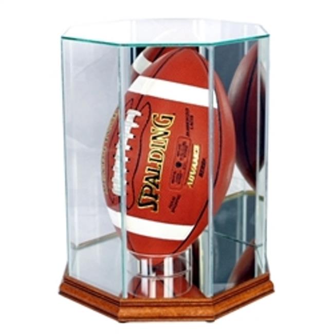Perfect Cases FBUPW Upright Octagon Football Display Case, Walnut