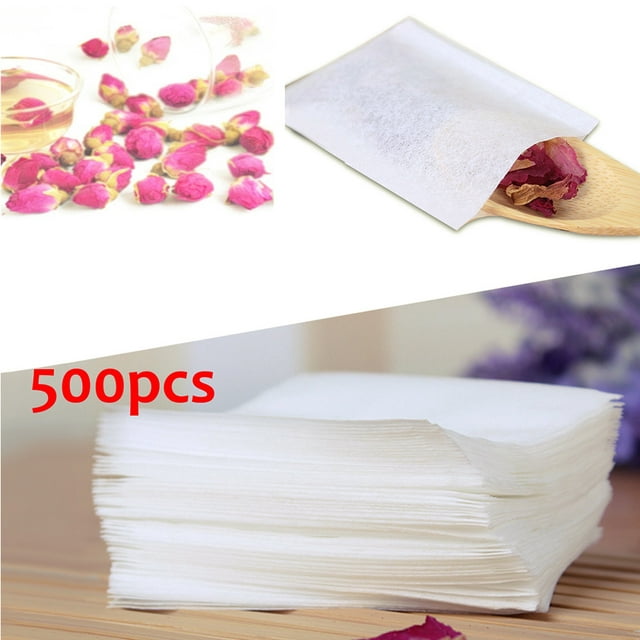 Marbhall 500 Pcs Disposable Tea Bags for Loose Leaf Tea, Empty Tea Bags for Loose Tea, Natural Tea Filter Bags for Loose Tea 5.5x6.2cm White