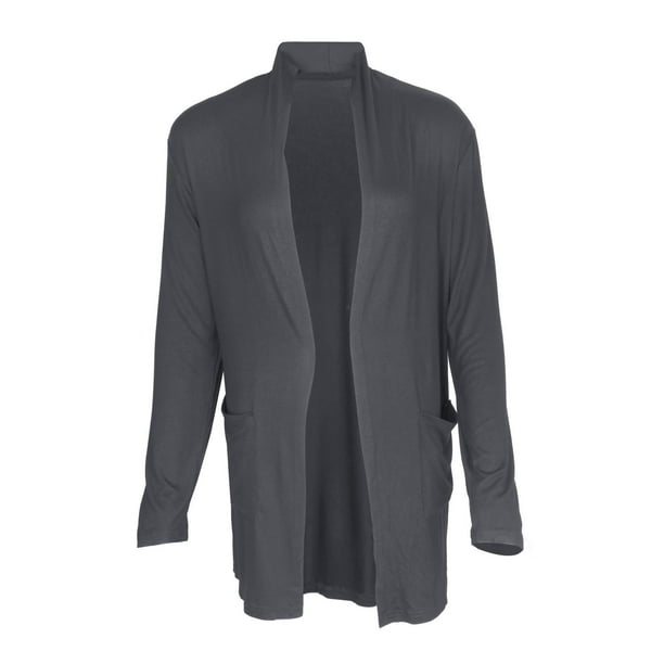 Cárdigan de punto de gran tamaño de manga larga con frente abierto para mujer para protegers de para proteger para casual, diario, vacaciones, oficina, hogar, Gris XXL Yinane abrigo abrigo