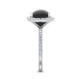 thumbnail image 4 of SuperJeweler 5 1/2 Carat Cushion Cut Black Onyx and Halo Diamond Ring In Sterling Silver For Women, 4 of 6