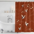 thumbnail image 3 of Japanese Style Shower Curtain, Waterproof Shower Curtains for Bathroom, Vintage Art Cranes Ocean Wave Red Washable Fabric Bathtub Curtain Set Bath Decor with 12 Hooks Long 72"x84", 3 of 8