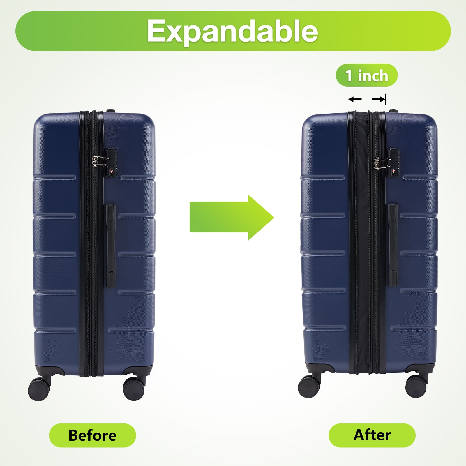 EDX 28 Inch Hardside Luggage, Expandable Rolling Luggage with TSA Lock and Spinner Wheels, Blue