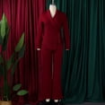 thumbnail image 3 of AURA Plus Size Women 2026 Winter Elegant Strappy Blazer and Pants Two Piece Suit Set, 3 of 10