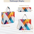 thumbnail image 6 of FORMRS Womens Corduroy Tote Bag Crossbody Shoulder Handbag with Pocket, Colorful Triangles, 6 of 7