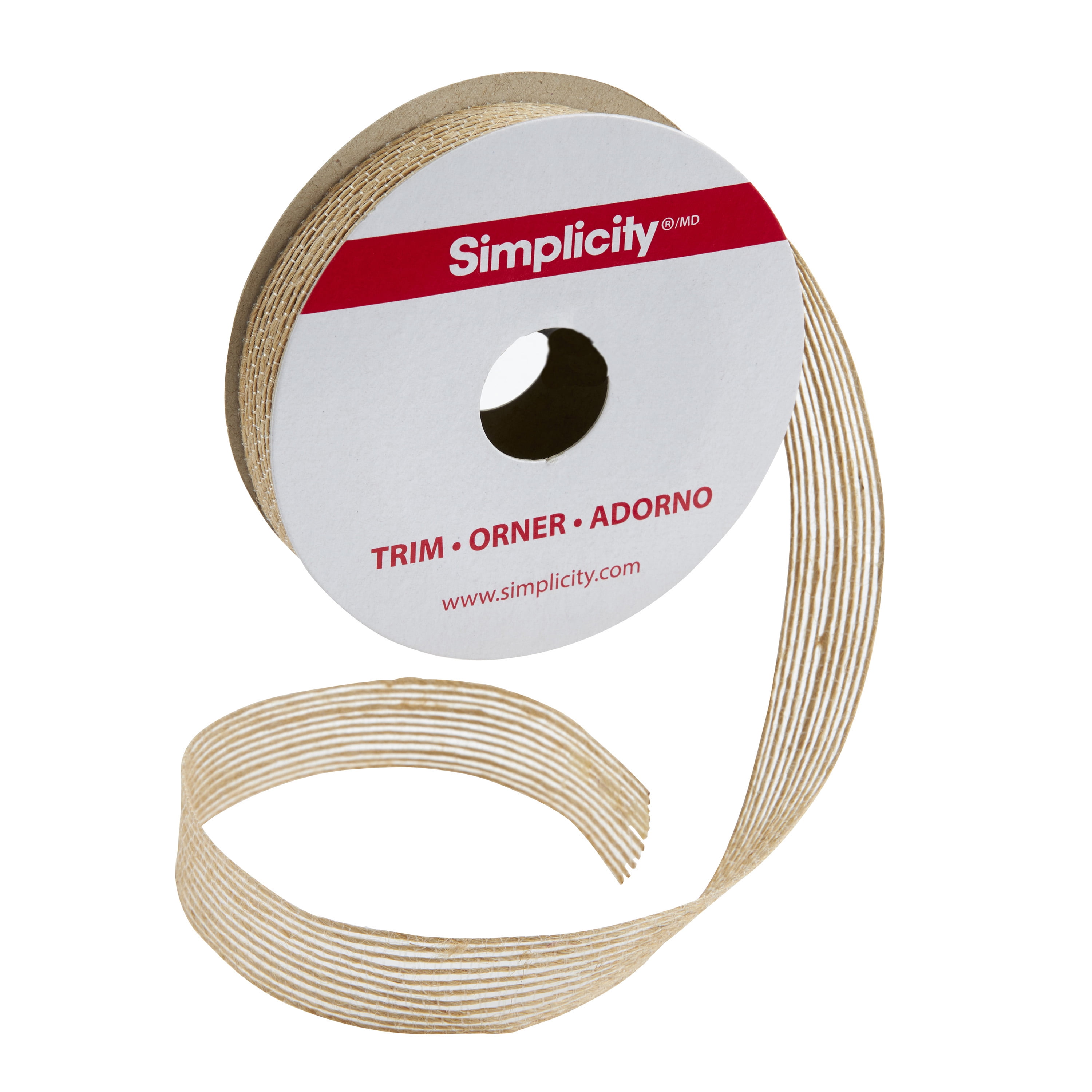 Simplicity Trim, Natural 5/8 inch Jute Stripe trim great for apparel, costumes, home decorating, and crafts, 3 Yards, 1 Each