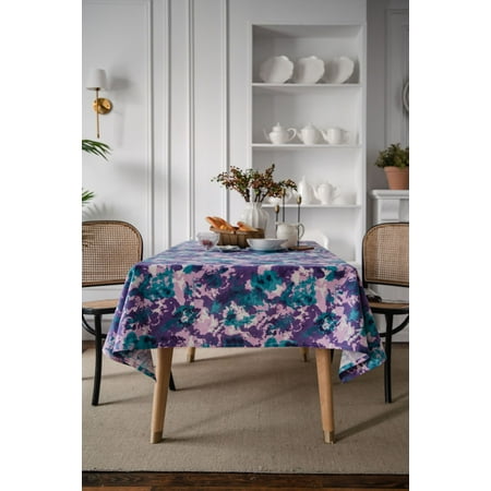 

Namzi cotton linen printed retro tablecloth restaurant fabric dining table cloth tablecloth desktop decoration (purple 140 * 100cm)