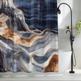 thumbnail image 2 of Abstract Blue Brown Wave Fabric Shower Curtain Modern Art Washable Shower Curtains for Bathroom, Waterproof Bath Curtain with Hooks Home Decor 72x84in, 2 of 8