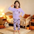 thumbnail image 2 of CAIVO Girls Halloween 2 Piece Pajama Sets Kids Ghost Print Long Sleeve O-Neck Tops And Pants Wear Soft Night Holiday Party Pyjamas, 2 of 6