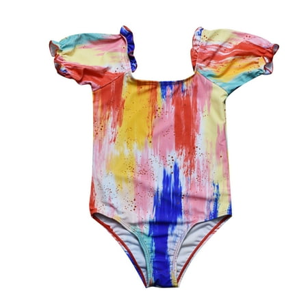 

Dadaria Girls Swimsuit Size 7 Toddler Girls Kids Swimsuit Multicolor Ruffles Print Child One-piece Swimsuit Multicolor 5-6 Years Girls