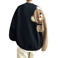 thumbnail image 2 of Jersey de gran tamaño Bloque de color Forma de oso Espalda Felpa Sudadera informal de gran tamaño unisex para mujeres Hombres Negro L, 2 of 12