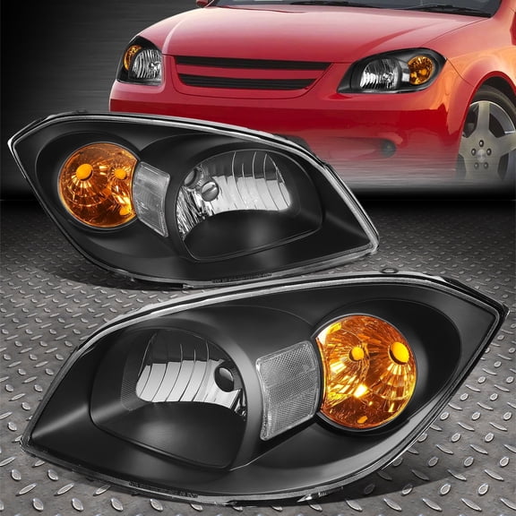 NUVISION for 05-10 Chevy Cobalt Pontiac G5 Black Housing Clear Corner Headlight Headlamp