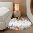 thumbnail image 2 of Blue Coastal Round Area Rug 8Ft Washable Large Circle Rugs for Living Room Dorm, Summer Beach Starfish Weeping Eucalyptus Non-Slip Carpet Floor Mats Indoor Outdoor Carpet Runner Aesthetic Home Decor, 2 of 8