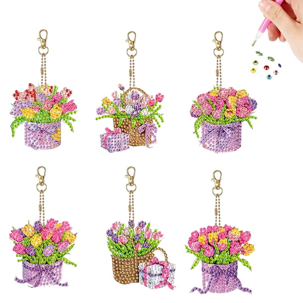 Llavero con Pintura Diamantes 6 Uds Acrílicos Doble Cara para Suministros Fiesta Hugtrwg