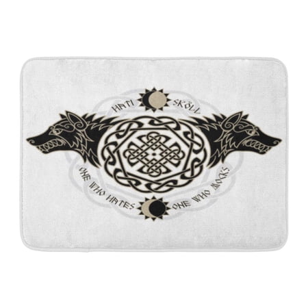KDAGR Two Wolves from Norse Mythology Hati and Skoll Devour Doormat Floor Rug Bath Mat 23.6x15.7 inch