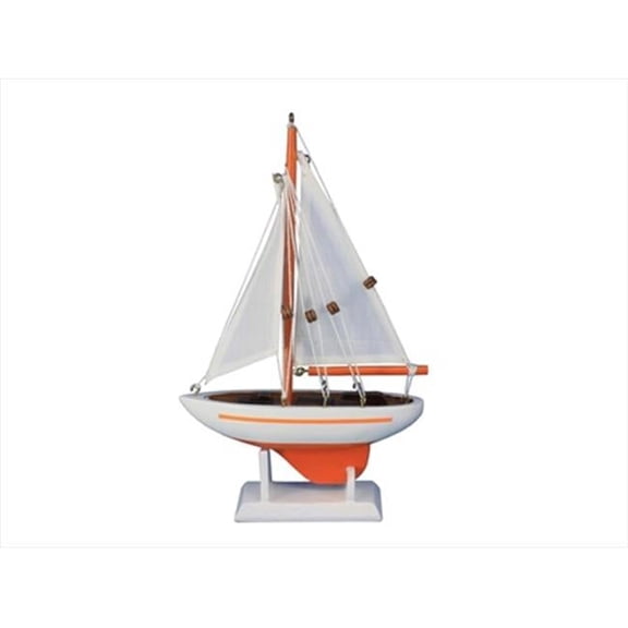Handcrafted Model Ships Sailboat9-107 Pacific Sailor Orange 9 in. Model Ship Decorative Accent