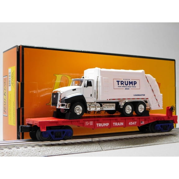 MTH RAILKING DONALD TRUMP FLAT CAR/ SOUNDS TRUCK O GAUGE 30-76928