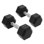 Sprint Demon 15 LB Rubber Hex Dumbbells, Set of 2, Non-Slip Grip for Home Gym Strength Training