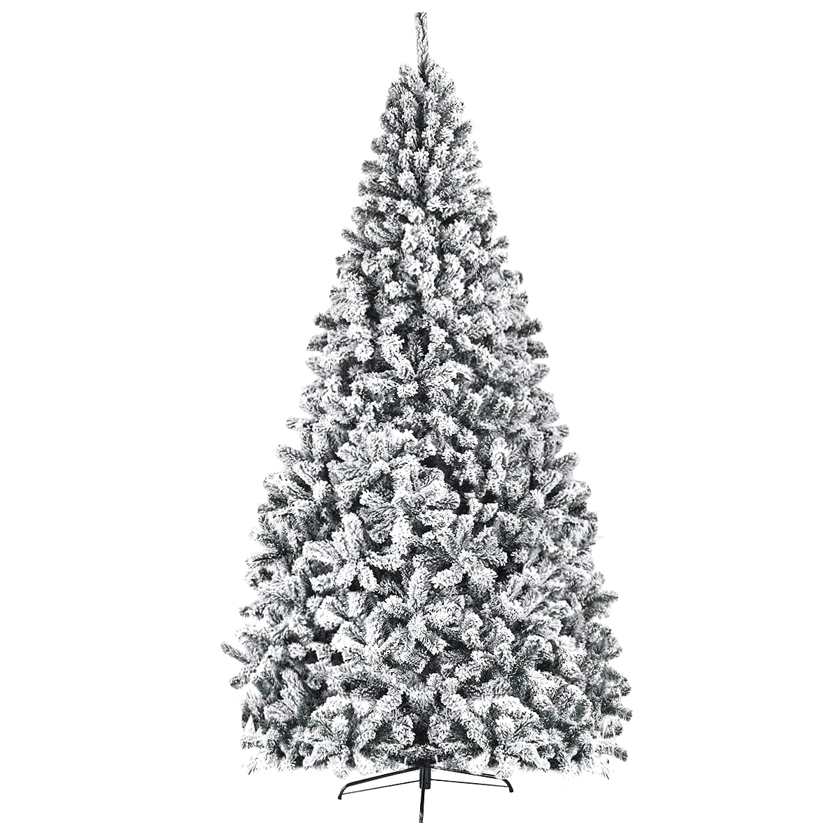 Costway 9ft Snow Flocked Hinged Artificial Christmas Tree Unlit Metal Walmart Com