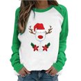 thumbnail image 1 of Camiseta informal de manga larga con cuello redondo y estampado navideño de retazos de primavera para mujer Fridja  bvmnju1826, 1 of 6