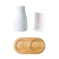 thumbnail image 1 of Salero y pimentero, especiero de estilo rústico, con bandeja, tarros para condimentos, dispensador de especias, coctelera de cerámica para barbacoa, C, 1 of 8