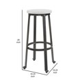 thumbnail image 3 of Benjara Isla 29 Inch Barstool, Set of 2, Farmhouse Style, Black Metal, White Seat, 3 of 6