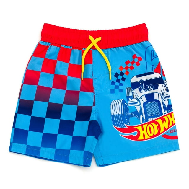 Bañador Hot Wheels para niños pequeños, UPF 50+, azul 5T