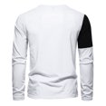 thumbnail image 4 of VSSSJ Men's British Stylish Shirts Regular Fit Color Block Patchwork Long Sleeve Pullover Tops Fashion Casual Stretchy Bottoming Shirt White S, 4 of 5